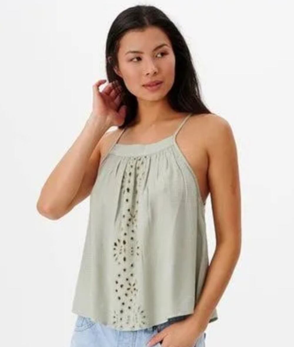 2/$30 NWT Rip Curl Havana Eyelet Cami Tank Top Sage Green Size XS